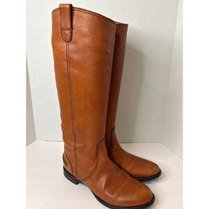 Madewell 1937 women's 9 Made in Italy Cognac Pebbled Leather Tall Boots-see pics